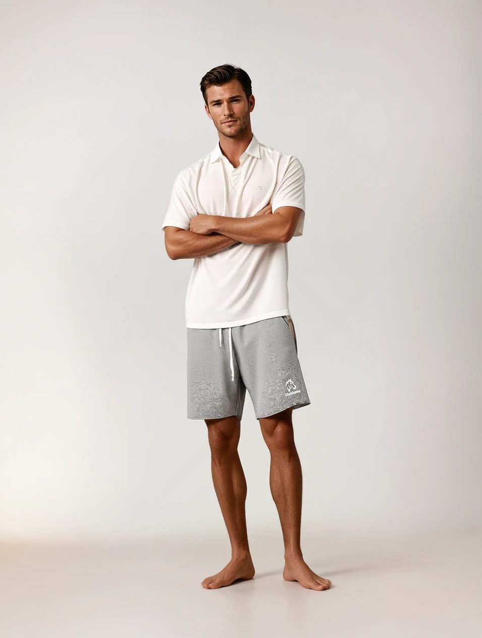 Smart grey shorts paired with printed tee – ShekhawatCo. summer streetwear look