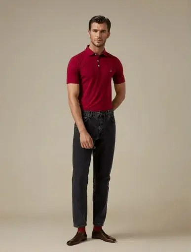Crimson Polo Perfection – Luxe Fit Edition